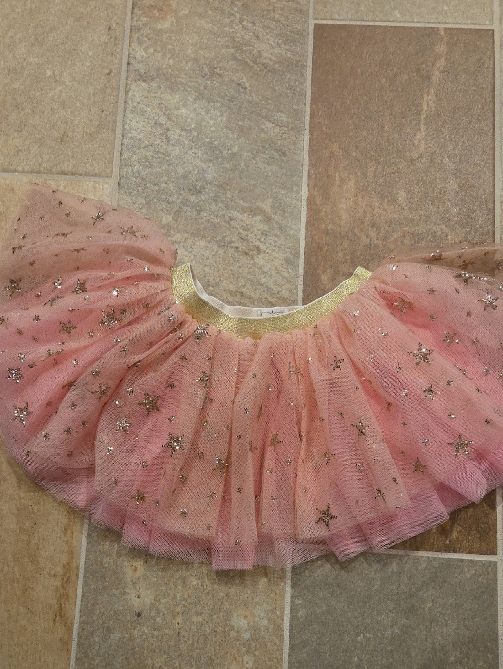 Mud Pie Pink Tulle Skirt with Gold Waistband
